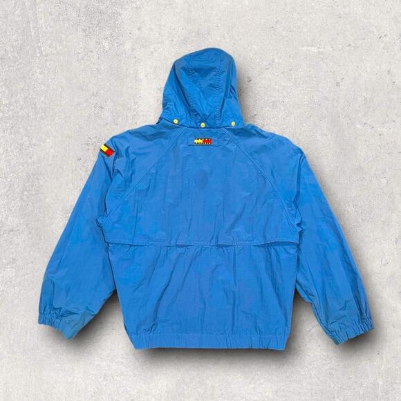 ★ Tommy Hilfiger Vintage Blue Windbreaker w/ Patch of Flag Logo on Sleeve ★ - Picture 3 of 7